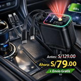 Cargador para Auto Retráctil 4 en 1 Carga Rápida + Proyector