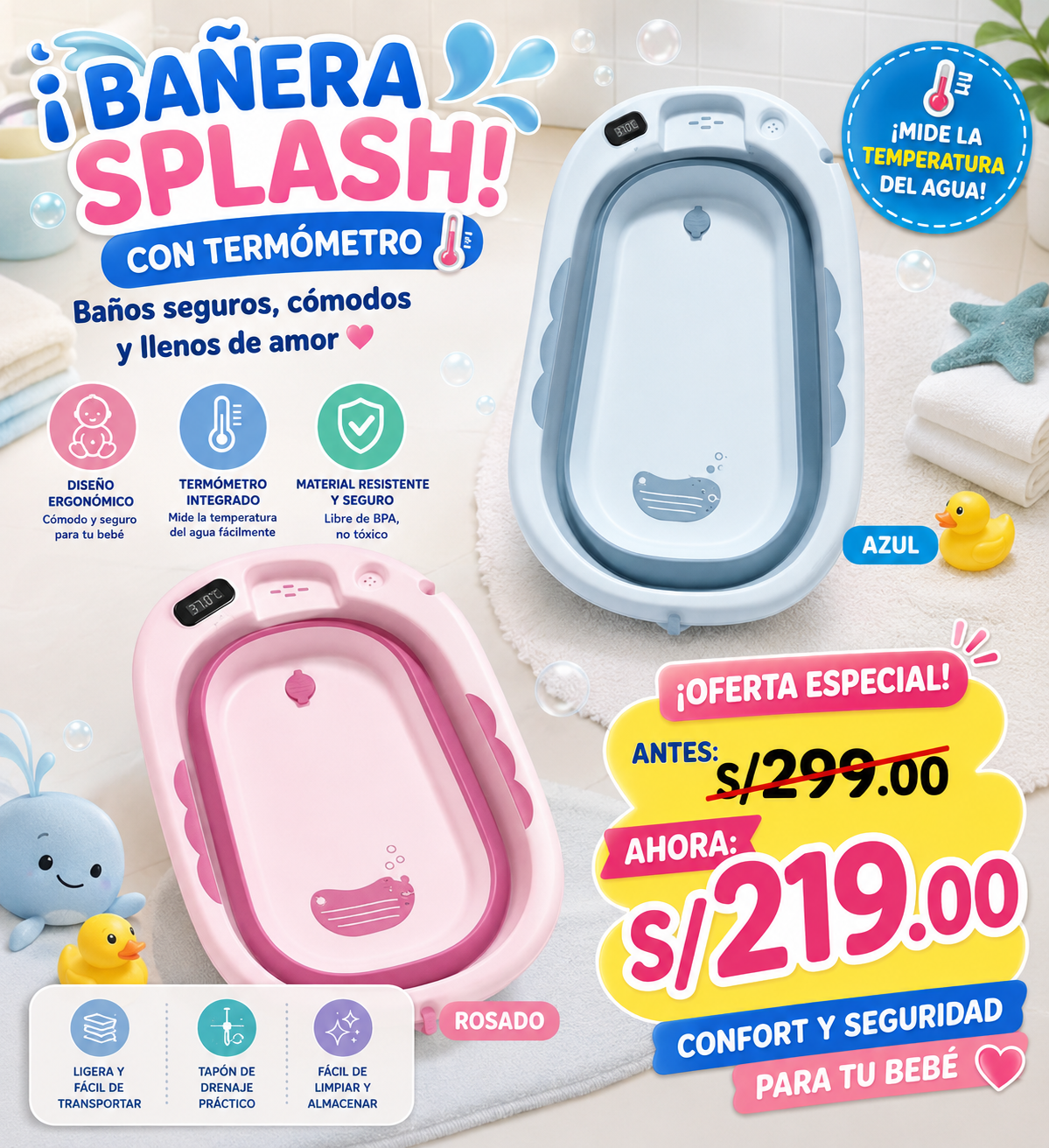 BAÑERA SPLASH PARA BEBÉS💦👶🏻🐥